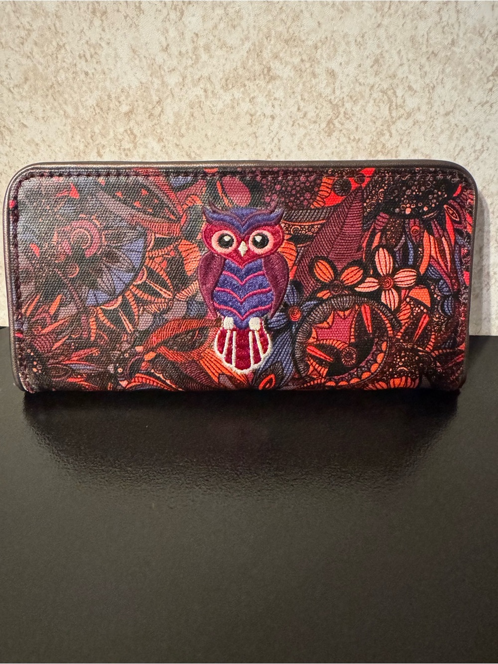 Sakroots Embroidered Owl Print Women’s Wallet - Purple & Red